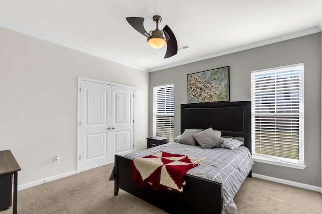 108 Glenspring Dr, Summerville, SC 29486 - carpeted bedroom with baseboards, a closet, ornamental molding, and multiple windows