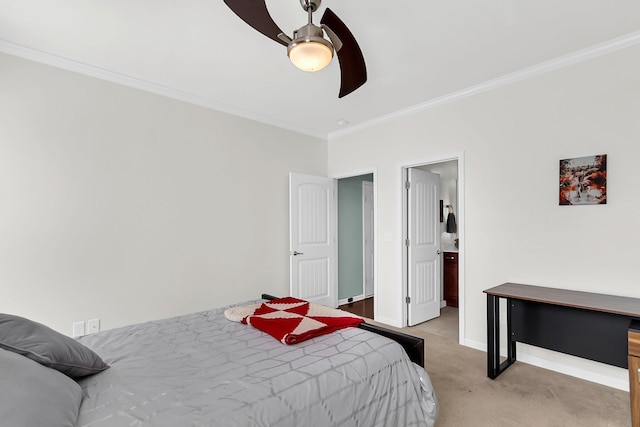 108 Glenspring Dr, Summerville, SC 29486 - bedroom featuring ornamental molding, light carpet, baseboards, and ceiling fan