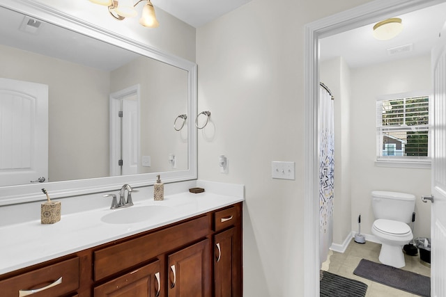 108 Glenspring Dr, Summerville, SC 29486 - bathroom with vanity, toilet, tile patterned floors, and curtained shower