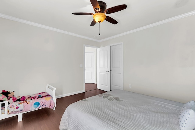 108 Glenspring Dr, Summerville, SC 29486 - bedroom featuring ornamental molding, wood finished floors, baseboards, and a ceiling fan