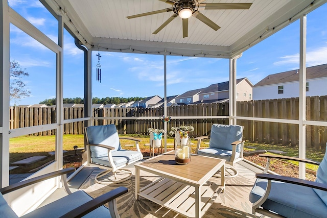 108 Glenspring Dr, Summerville, SC 29486 - sunroom with ceiling fan, a residential view, and plenty of natural light