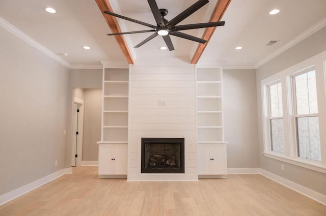 74 Longleaf Dr, Walterboro, SC 29488 - unfurnished living room with visible vents, light wood-type flooring, baseboards, and ceiling fan