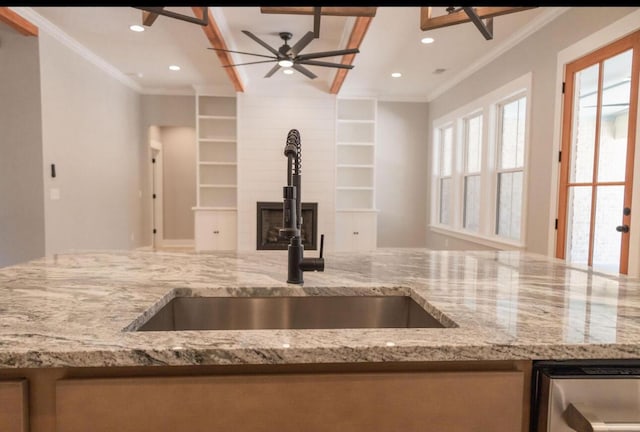74 Longleaf Dr, Walterboro, SC 29488 - kitchen with a sink, ornamental molding, and plenty of natural light
