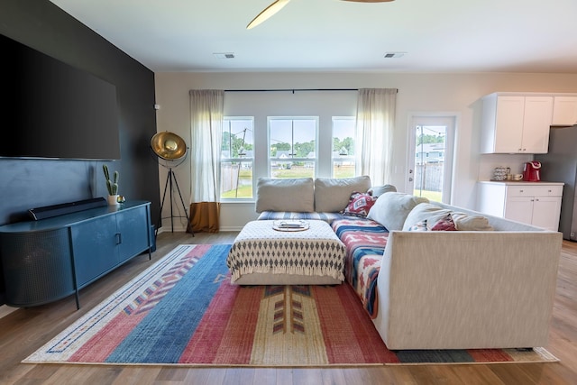 living area with wood finished floors