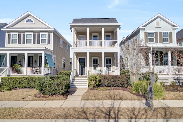 view of front facade featuring covered porch