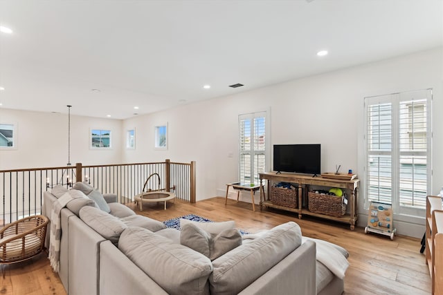 1474 Blue Cascade Dr, Mount Pleasant, SC 29464 - living room featuring light wood-style floors and recessed lighting