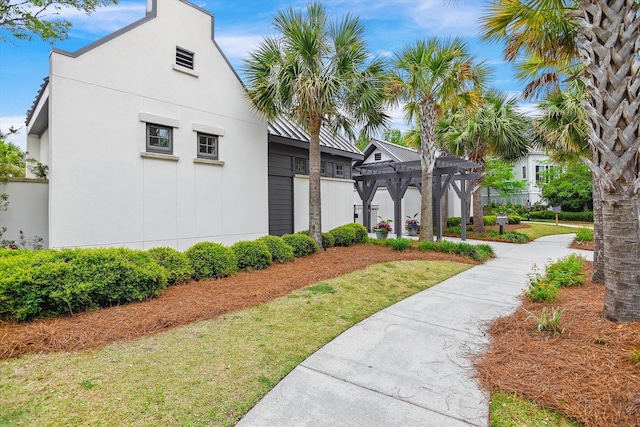 1474 Blue Cascade Dr, Mount Pleasant, SC 29464 - view of front of property featuring a gazebo, stucco siding, metal roof, and a standing seam roof