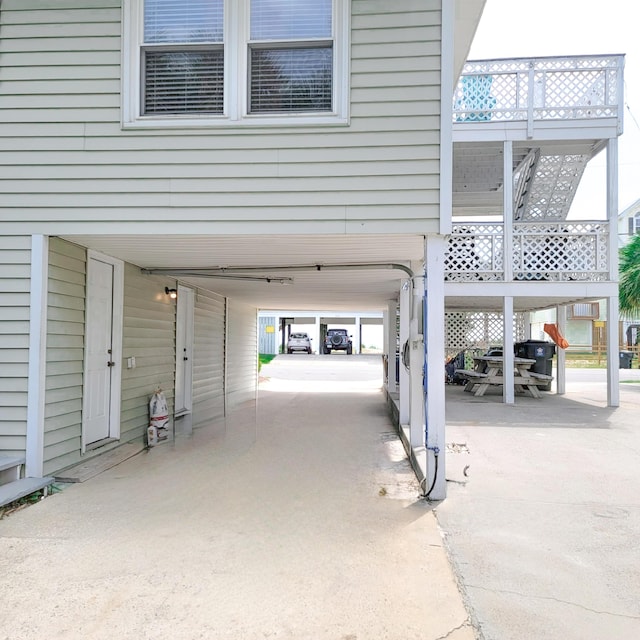 garage with a carport