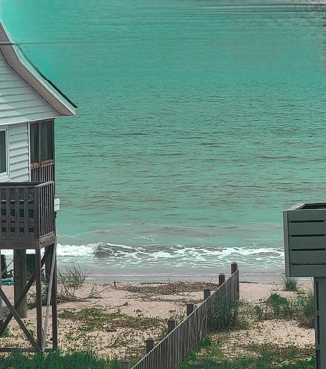 view of water feature featuring a view of the beach