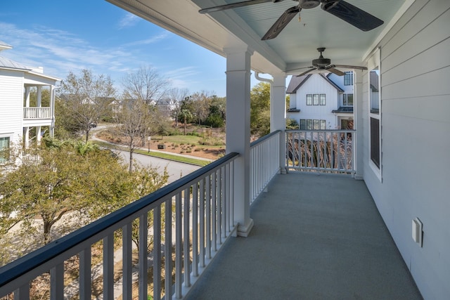 balcony with ceiling fan