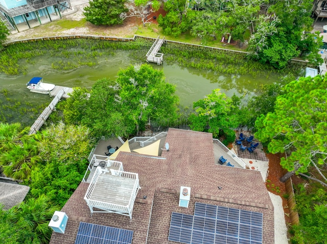 bird's eye view featuring a water view