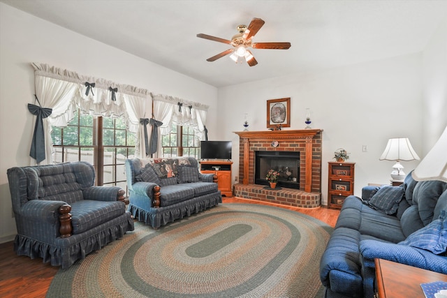 8661 Laurel Grove Ln, North Charleston, SC 29420 - living room featuring plenty of natural light, a ceiling fan, and wood finished floors