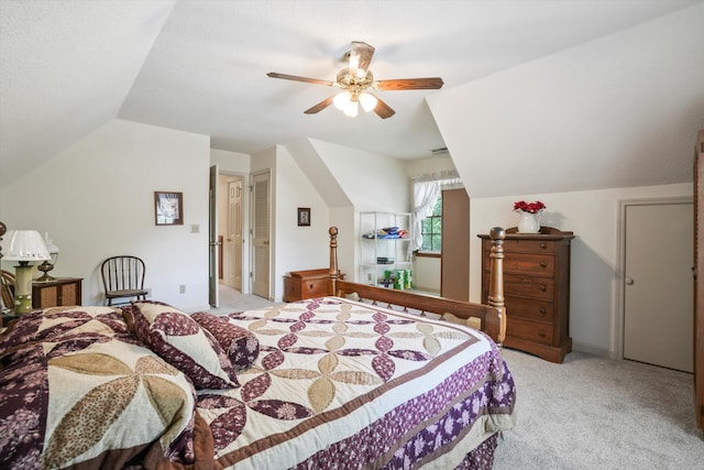 8661 Laurel Grove Ln, North Charleston, SC 29420 - bedroom featuring a ceiling fan, light carpet, and lofted ceiling
