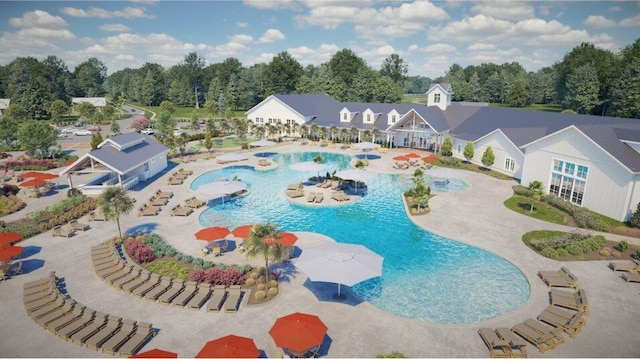community pool featuring a patio area