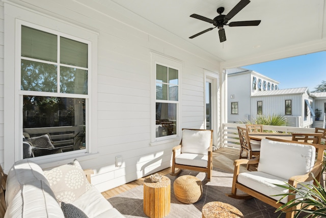 view of patio / terrace with outdoor lounge area and ceiling fan