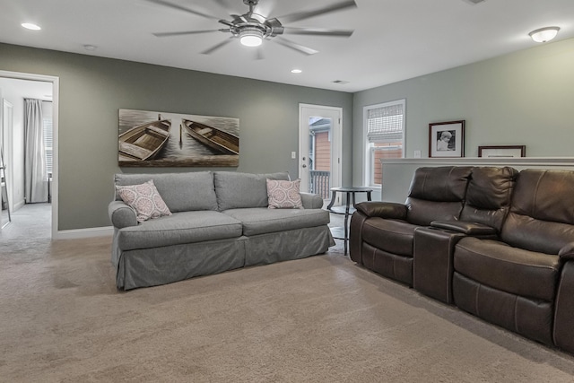 307 Morning Marsh Ln, Charleston, SC 29492 - living room featuring carpet, a ceiling fan, and recessed lighting