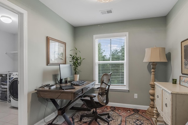 307 Morning Marsh Ln, Charleston, SC 29492 - office featuring washer / clothes dryer and light tile patterned floors