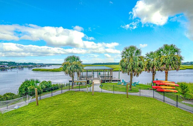 307 Morning Marsh Ln, Charleston, SC 29492 - water view featuring boat lift and a dock