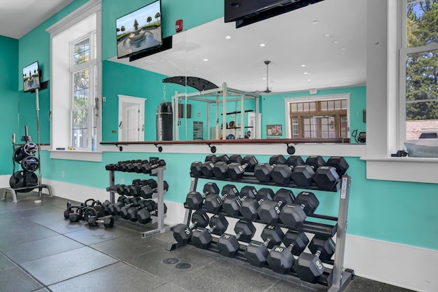 307 Morning Marsh Ln, Charleston, SC 29492 - exercise room featuring recessed lighting