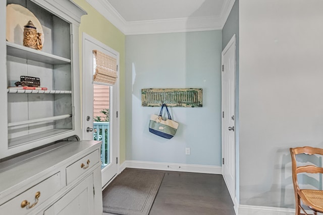 307 Morning Marsh Ln, Charleston, SC 29492 - entryway with crown molding and dark wood finished floors
