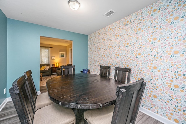 dining room with wood-type flooring