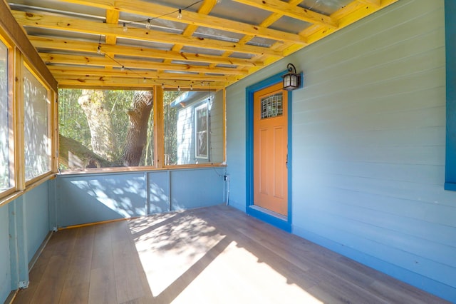 view of unfurnished sunroom