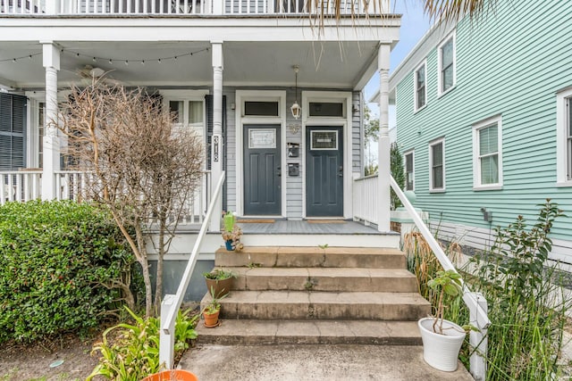 entrance to property with covered porch