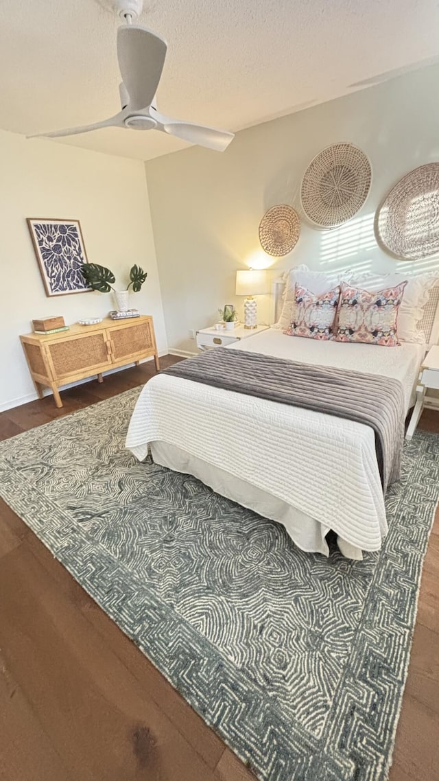 519 Parkdale Dr Unit J, Charleston, SC 29414 - bedroom with ceiling fan, wood finished floors, and a textured ceiling