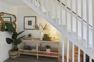 519 Parkdale Dr Unit J, Charleston, SC 29414 - stairs featuring wood finished floors
