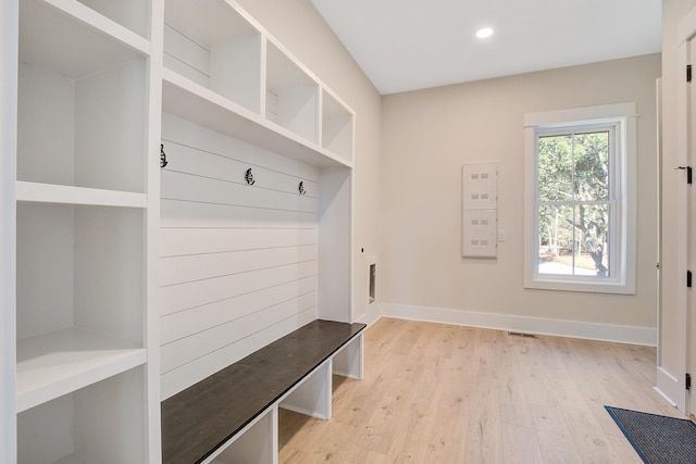 mudroom featuring light hardwood / wood-style floors