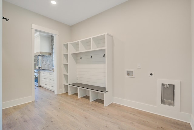 mudroom featuring light hardwood / wood-style floors