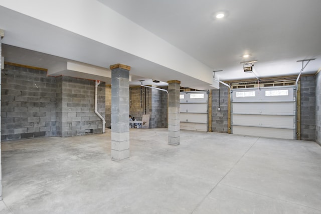 garage with a garage door opener