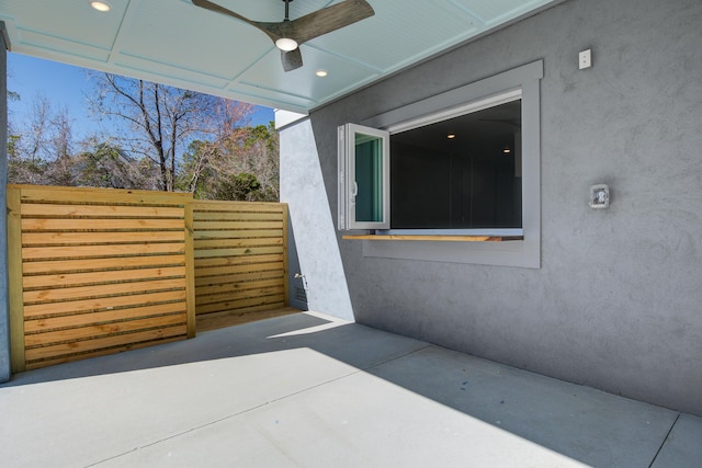 view of patio / terrace with ceiling fan