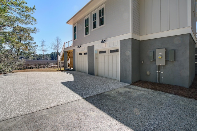 exterior space featuring a garage