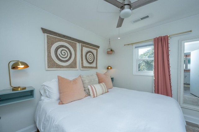 bedroom featuring ceiling fan