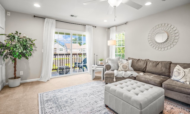 153 Glory Rd, Beaufort, SC 29906 - carpeted living area with a ceiling fan and recessed lighting