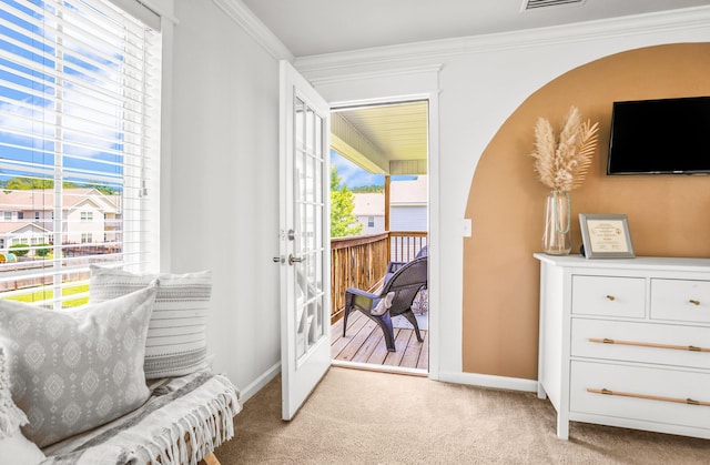 153 Glory Rd, Beaufort, SC 29906 - sitting room featuring light colored carpet and crown molding