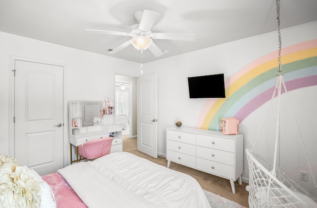 153 Glory Rd, Beaufort, SC 29906 - bedroom with light colored carpet and a ceiling fan