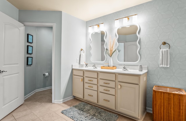 153 Glory Rd, Beaufort, SC 29906 - full bathroom featuring double vanity, wallpapered walls, and tile patterned flooring