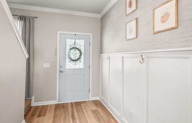 153 Glory Rd, Beaufort, SC 29906 - entryway featuring ornamental molding, light wood-style floors, and an accent wall