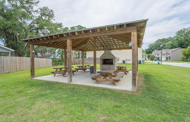 153 Glory Rd, Beaufort, SC 29906 - view of patio featuring an outdoor fireplace and a gazebo