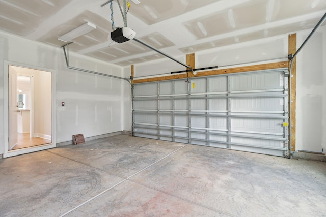 garage with a garage door opener