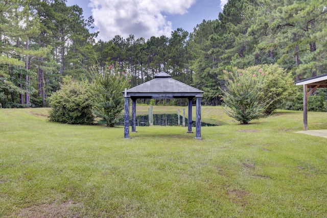 view of yard with a gazebo