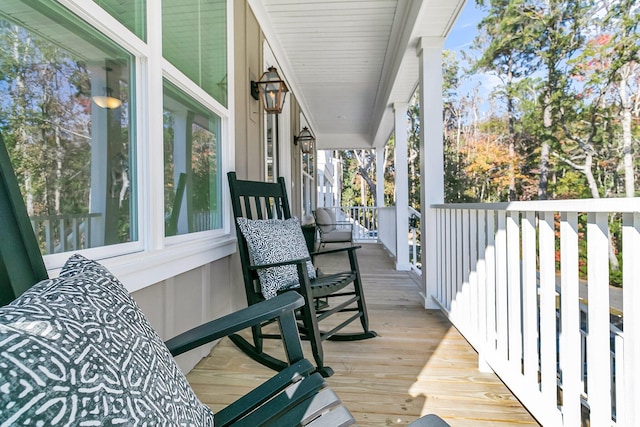 deck featuring covered porch