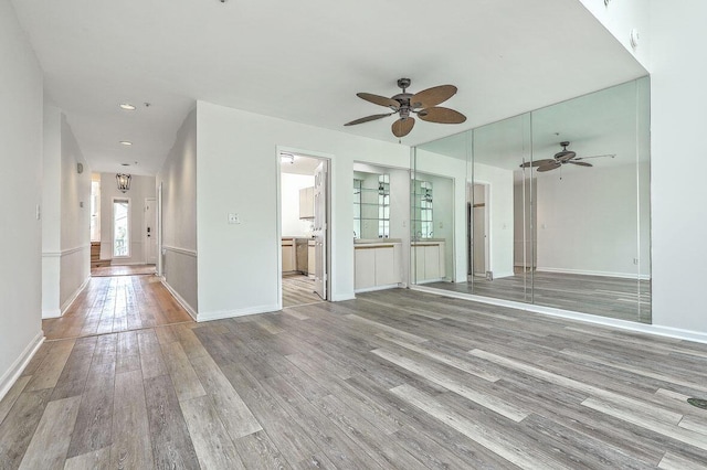 638 Harbor Creek Pl Unit 19, Charleston, SC 29412 - unfurnished living room with ceiling fan, light wood-type flooring, and recessed lighting