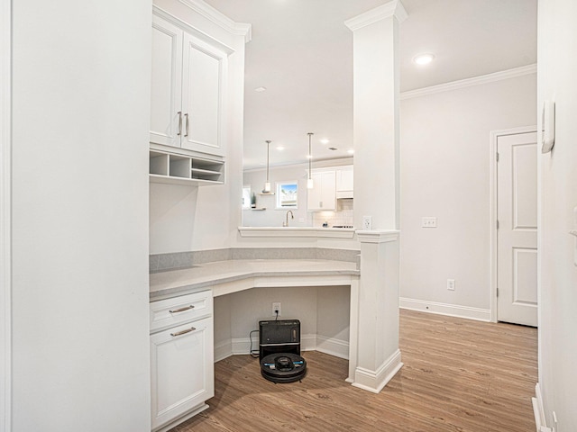 2064 Parish House Cir, Johns Island, SC 29455 - unfurnished office with light wood-type flooring, recessed lighting, ornamental molding, and baseboards