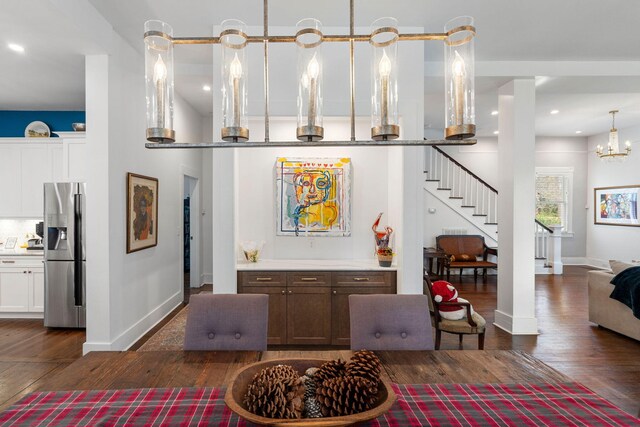 living room with dark wood-type flooring