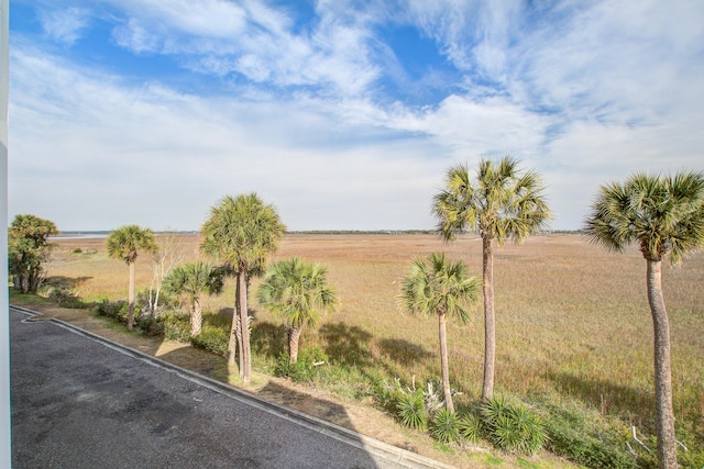 view of road with a rural view