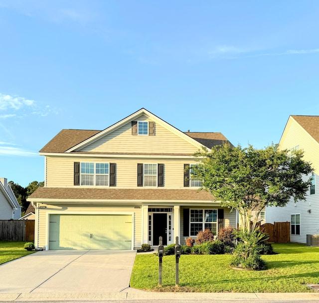 332 Southern Sugar Ave, Moncks Corner, SC 29461 - traditional-style home with an attached garage, concrete driveway, a shingled roof, and central AC unit
