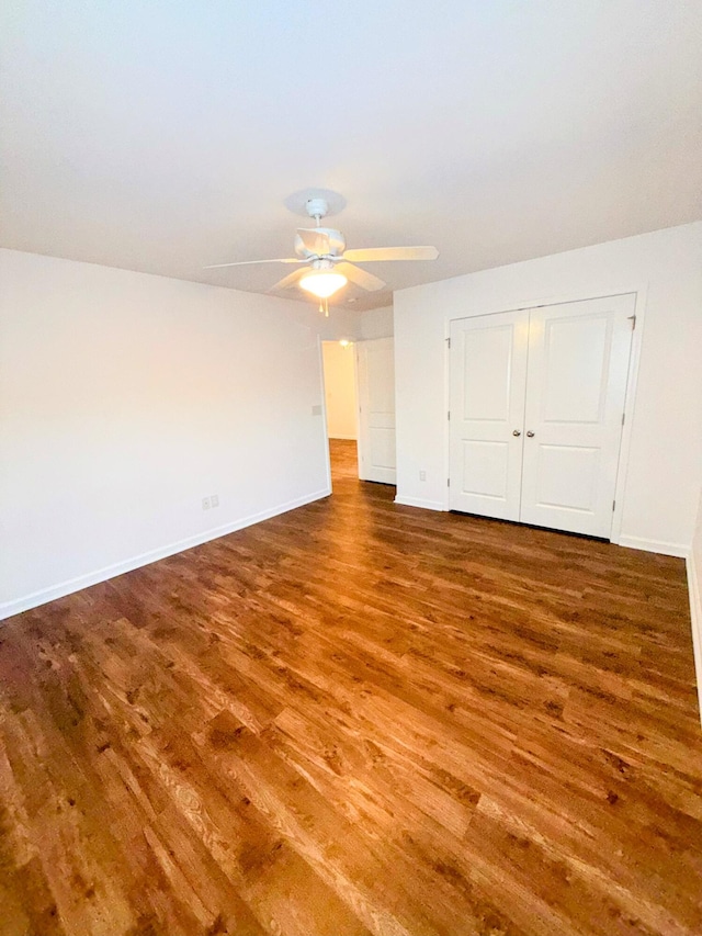 332 Southern Sugar Ave, Moncks Corner, SC 29461 - unfurnished bedroom featuring wood finished floors, baseboards, a closet, and a ceiling fan